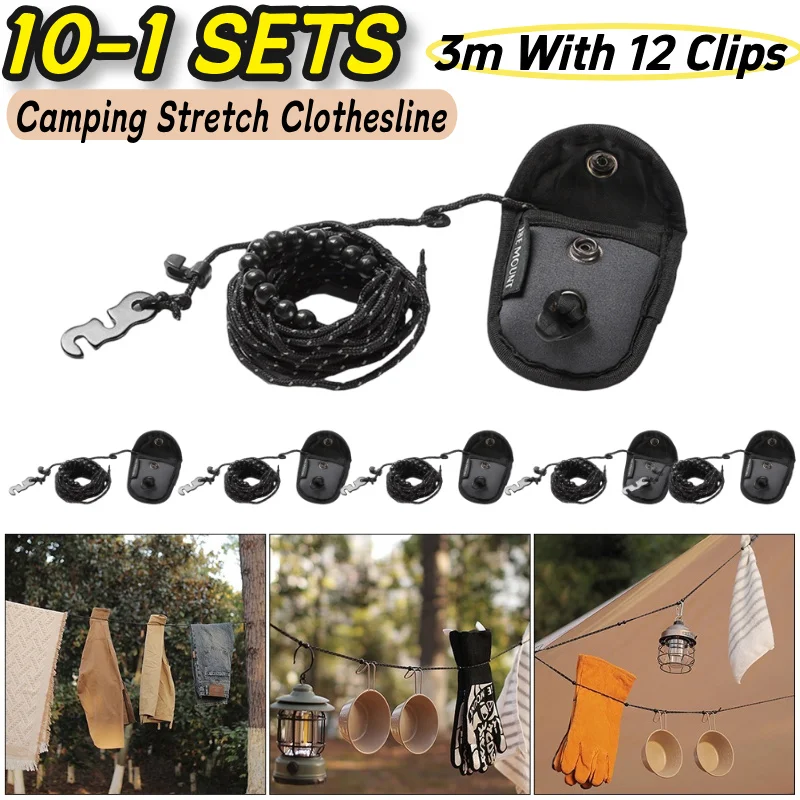 

3m Travel Stretchy Clothesline Sock Line Adjustable Clothes Line Hanging Laundry Drying Rope Portable Travel Clothesline Cord