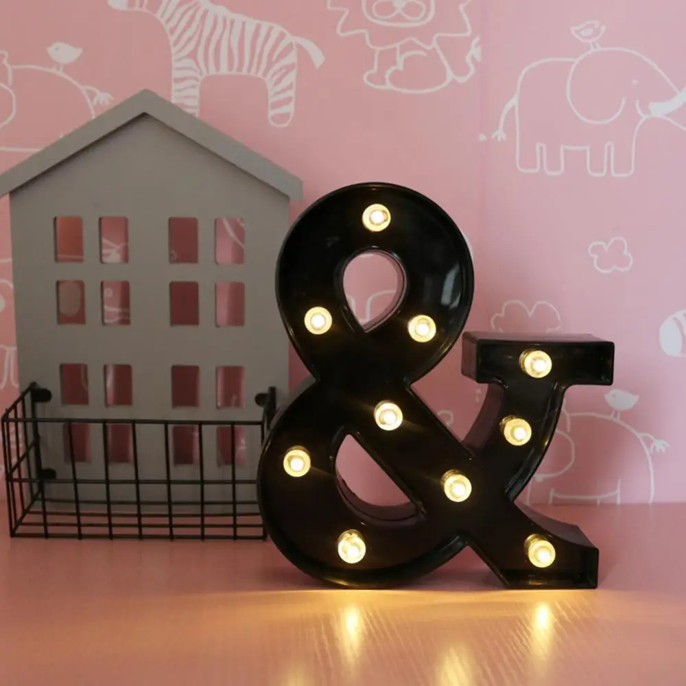 LED English Letter Light DIY Luminous Lights LED Alphabet Letter Night Light Marquee Sign Wall Lamp Birthday Party Home Decor