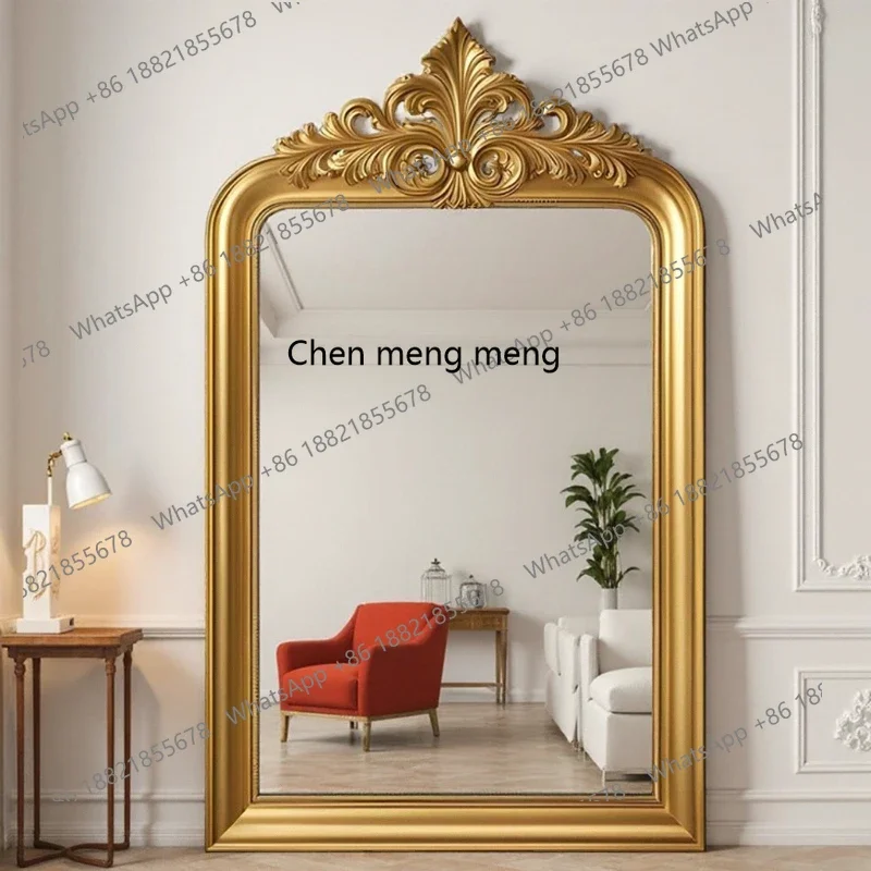 

H European French classical carved full-length mirror household living room fitting entrance decorative mirror