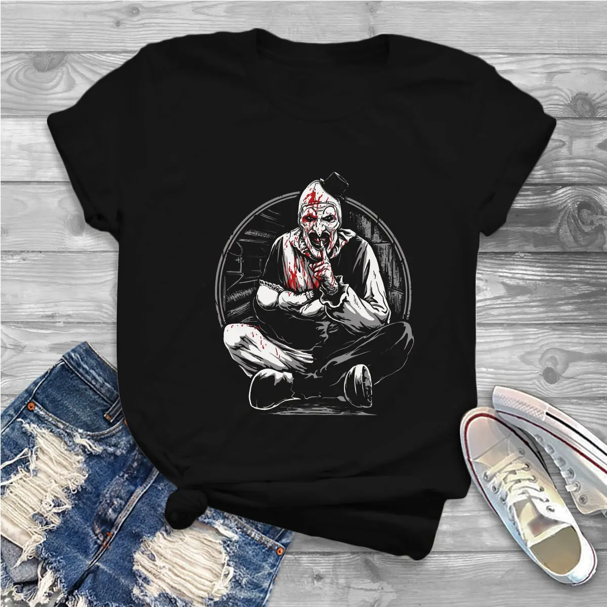 Clown Terriefer Slasher Movie Women T Shirt Fashion Unisex Polyester Crewneck TShirt Harajuku