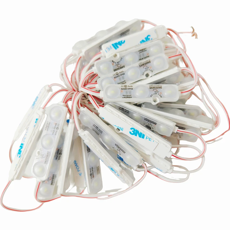 100PCS/bag 5730 LED MODULE DC12V 3LED 1.5W Ultrasonic Injection Light Waterproof IP68 For Letter Sign Advertising Sign