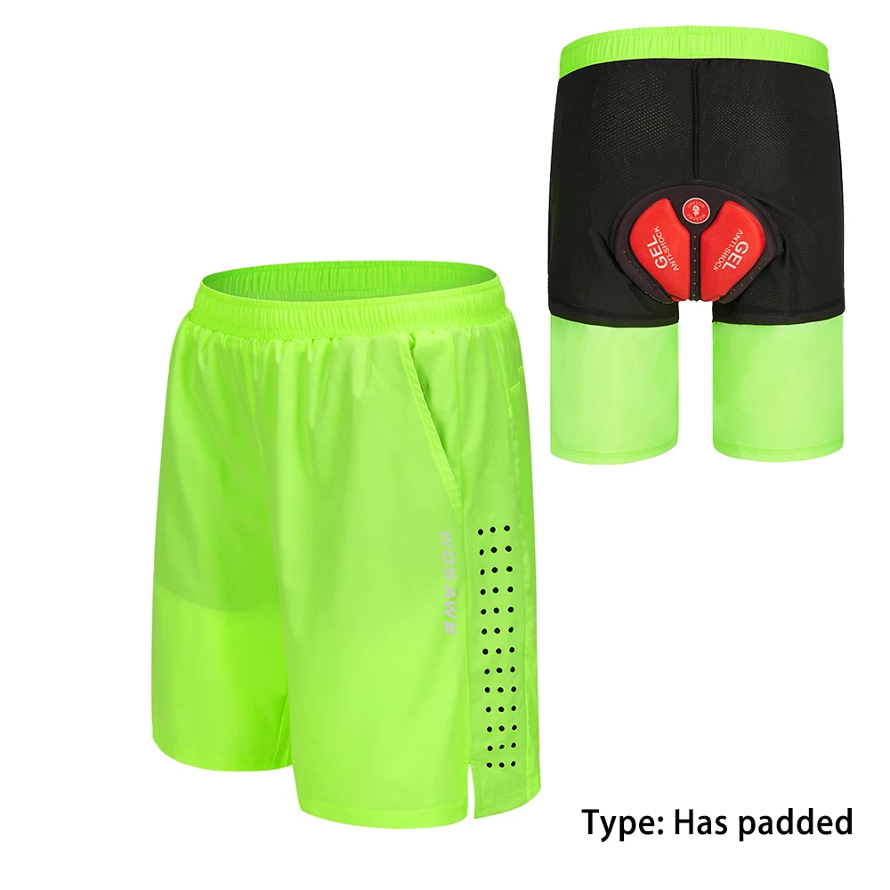 WOSAWE Sommer Herren Fahrradshorts mit Gel-Polsterung Mountainbike Downhill-Shorts Lockere Lauf- und Rennrad-Shorts MTB Fahrradshorts