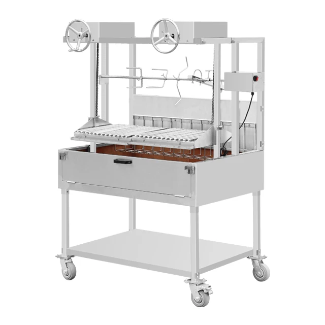 Used Mobile Outdoor Garden Griller Machine With Firebrick Insulation Pig Lamb Large Charcoal Bbq Grills