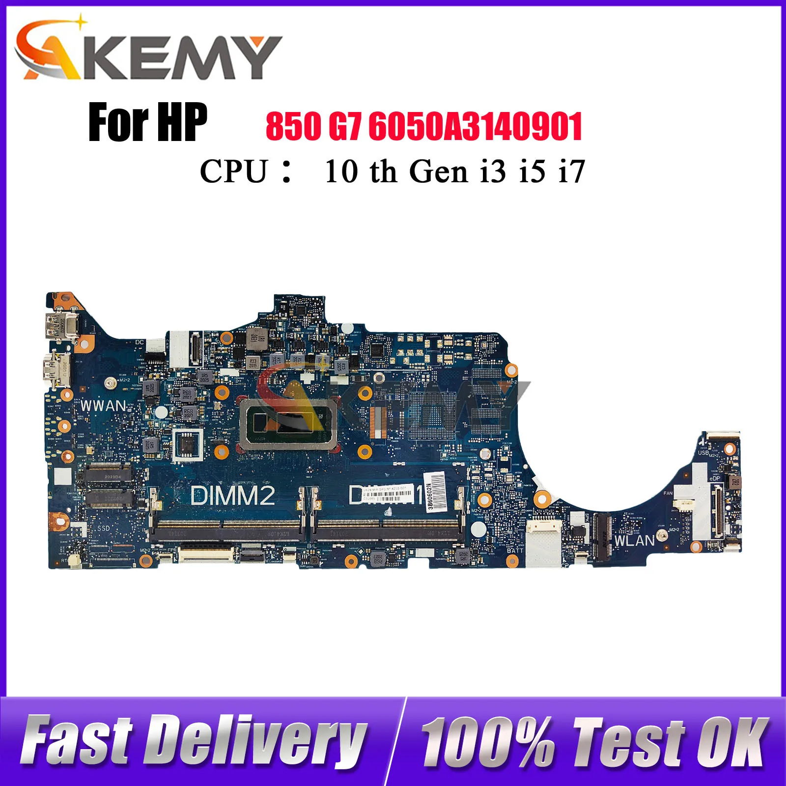 

6050A3140901 For HP EliteBook 850 G7 Laptop Motherboard M05248-601 M05246-601 With i5 i7 10th Gen CPU DDR4 100% Fully Tested