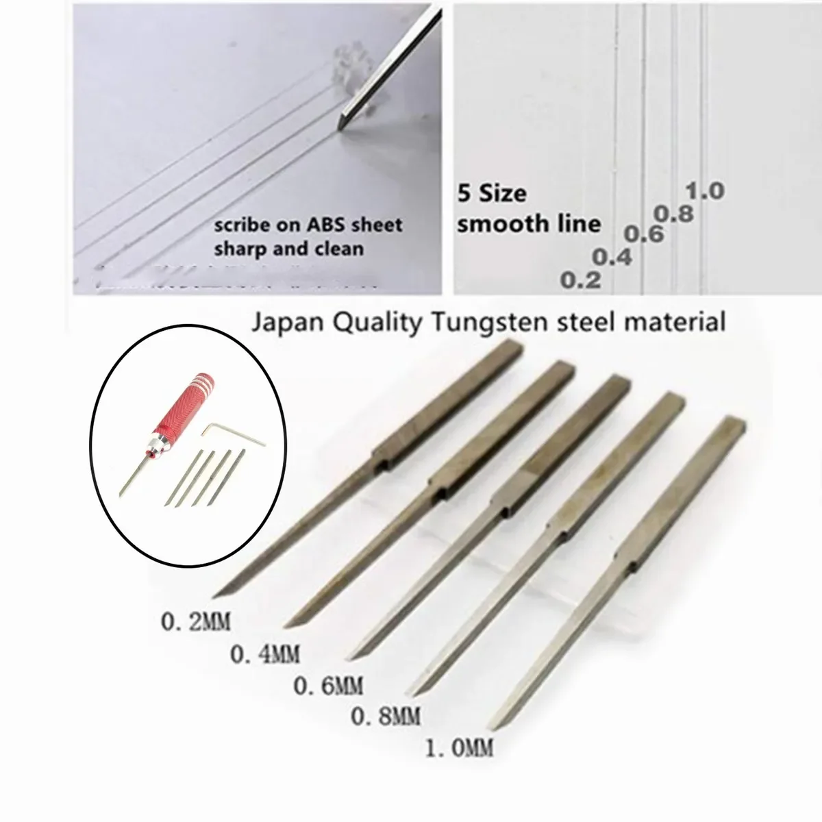 Narzędzie do budowy modeli nóż introligatorski nóż do rzeźbienia burin 0.2mm ~ 1mm z narzędzie do mocowania do budowy modeli Gundam