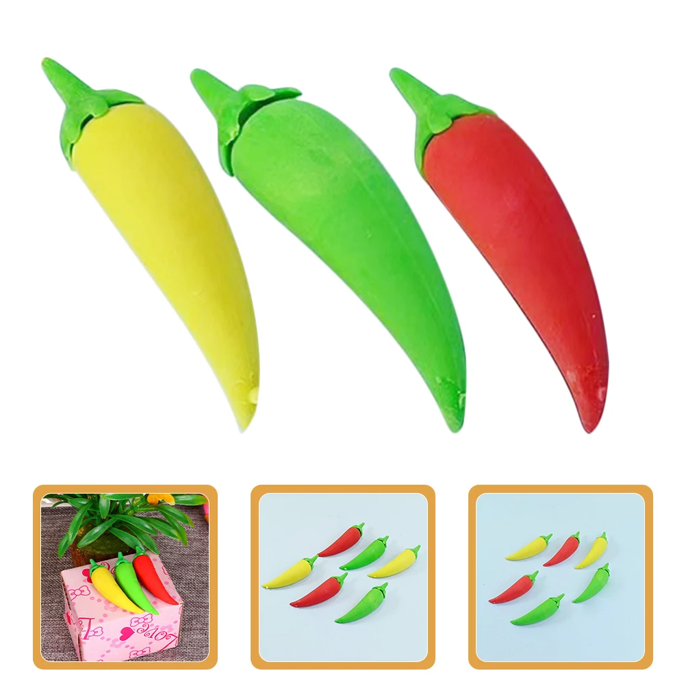 24pcs Mini Chili Pepper Tpr Soft Eraser For Students Office Supplies Decorative Small Erasers Bulk Classroom