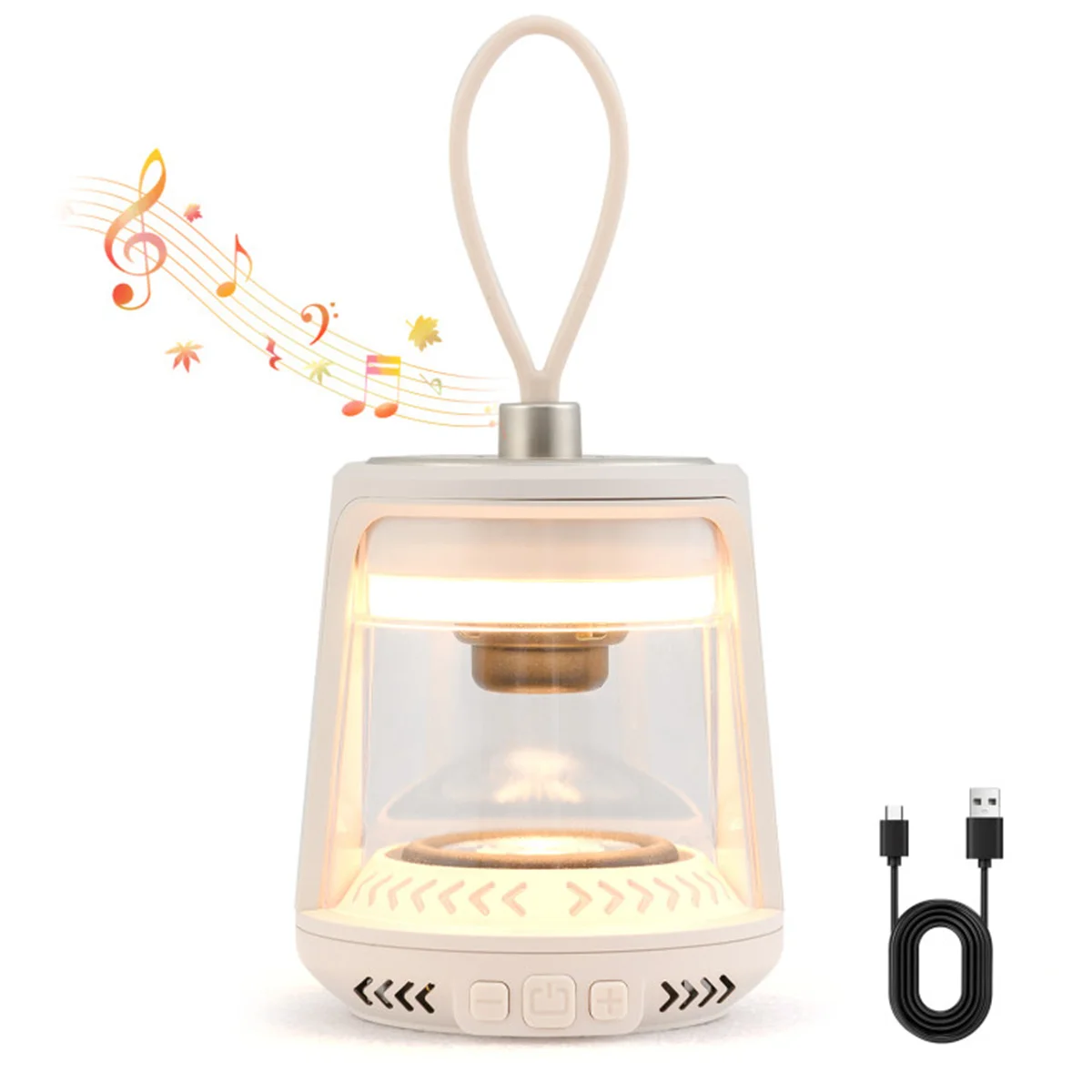 

White Waterproof Camping Lantern with Speaker