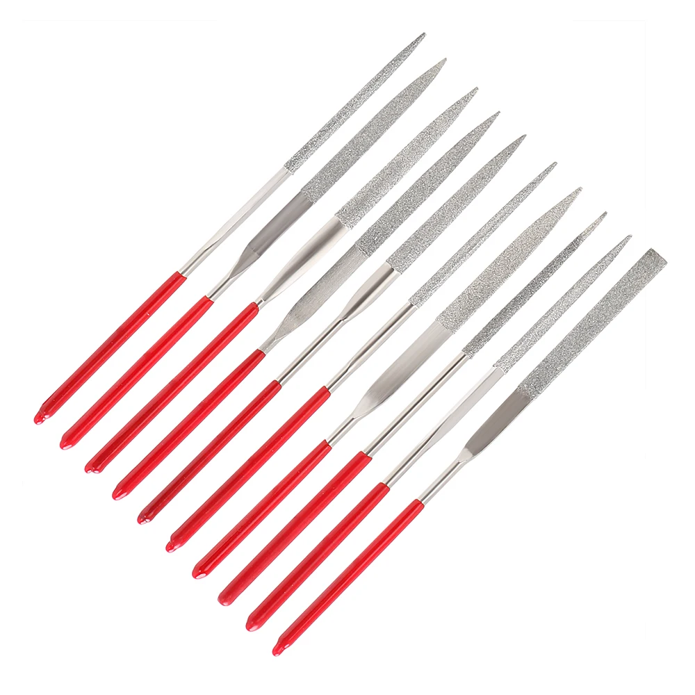 Hand Tools 10Pcs Mini Needle File Set Diamond Coated MTS013 140mm for Ceramic Glass Gem Stone Hobbies and Crafts