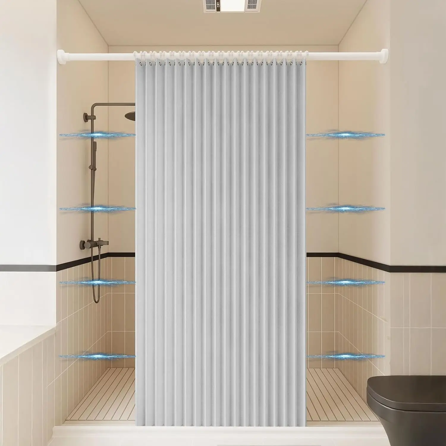 

Водонепроницаемая магнитная складная тканевая шторка для душевой кабины, моющаяся плиссированная шторка-гармошка с крючками