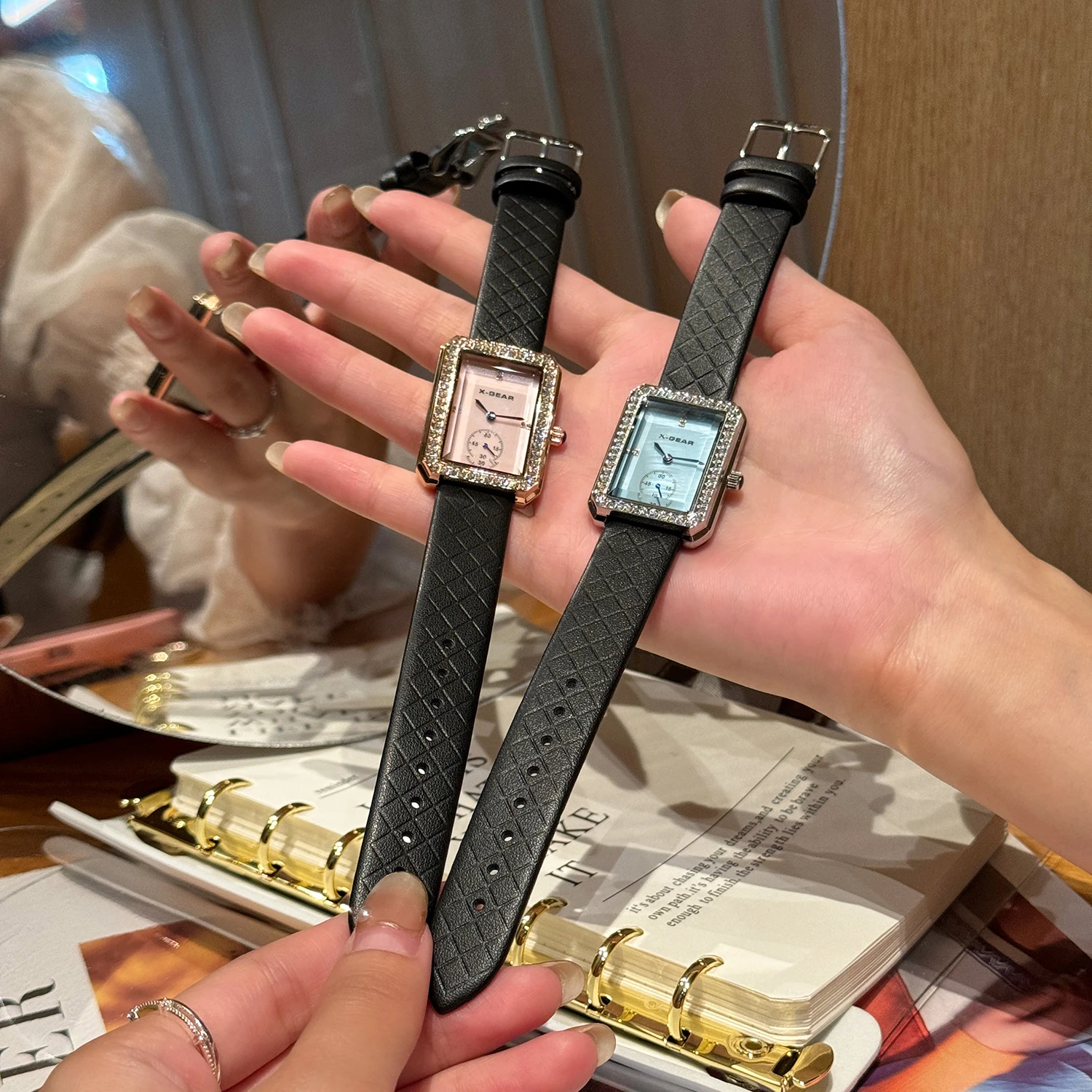 

Женские часы | Модные квадратные кожаные кварцевые часы из розового золота | Роскошные женские наручные часы | Подарок подруге