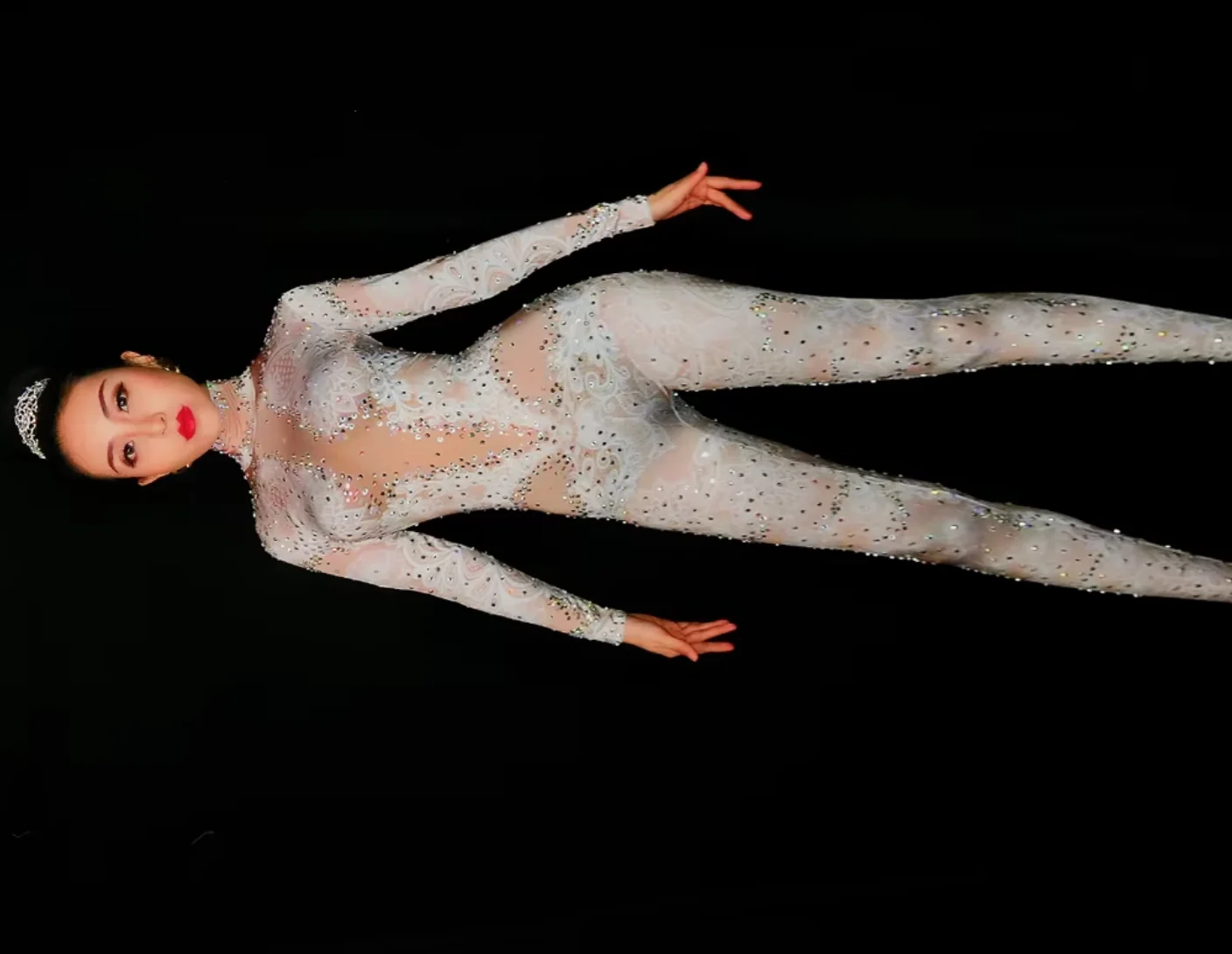 

Dance Bodysuit Sexy Rhinestones Jumpsuit Women Nightclub Party Wear Fashion Rompers party costume
