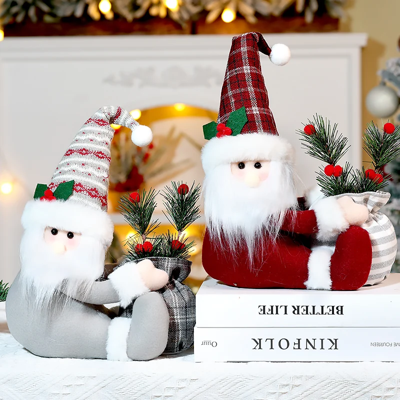 Cute Christmas Santa Snowman Deer Doll Decoration Gift Doll Christmas Tree Hanging Ornament New Year Xmas Home Decoration