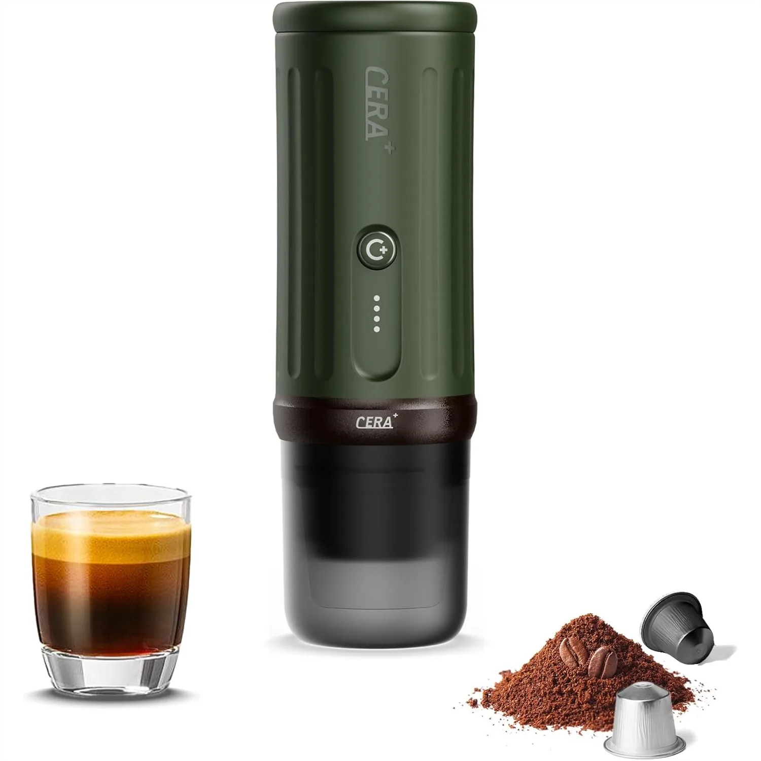 Portable Espresso Machine 5-8 Cups per Charge, Self-Heating 20 Bar, NS Pods & Ground Coffee, Electric Travel Coffee Maker for