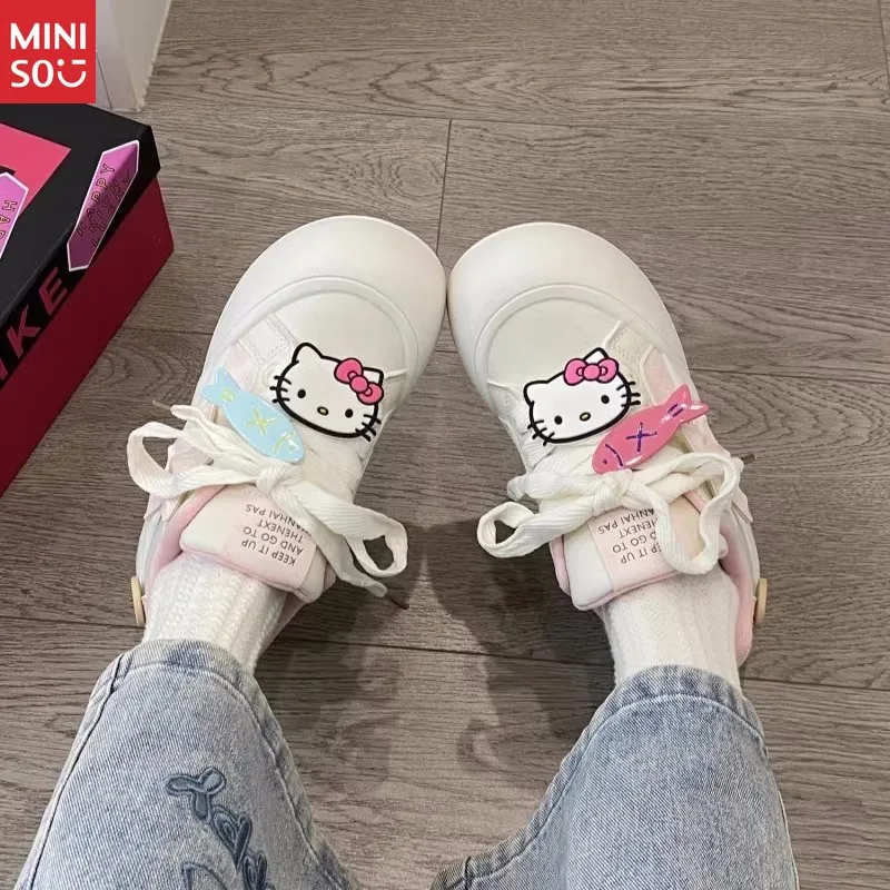 

Холщовая обувь для девочек Miniso 2025, противоскользящие кроссовки с героями мультфильмов для больших детей, модные