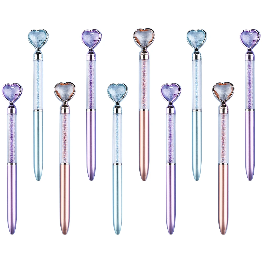 

10 Pcs Colorful Crystal Quicksand Pen Multicoloured Pens Heart Ink Writing Back to School Ballpoint Unique Creative Wedding
