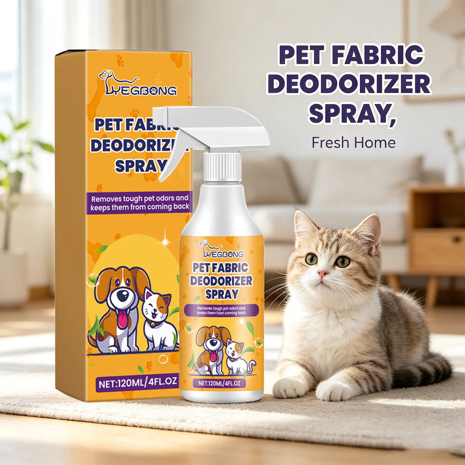 Pet Deodorizing Spray Removes Odors Freshens Air Long Lasting Fragrance Mild Ingredients Air Freshener & Pet Fabric Odor Remover