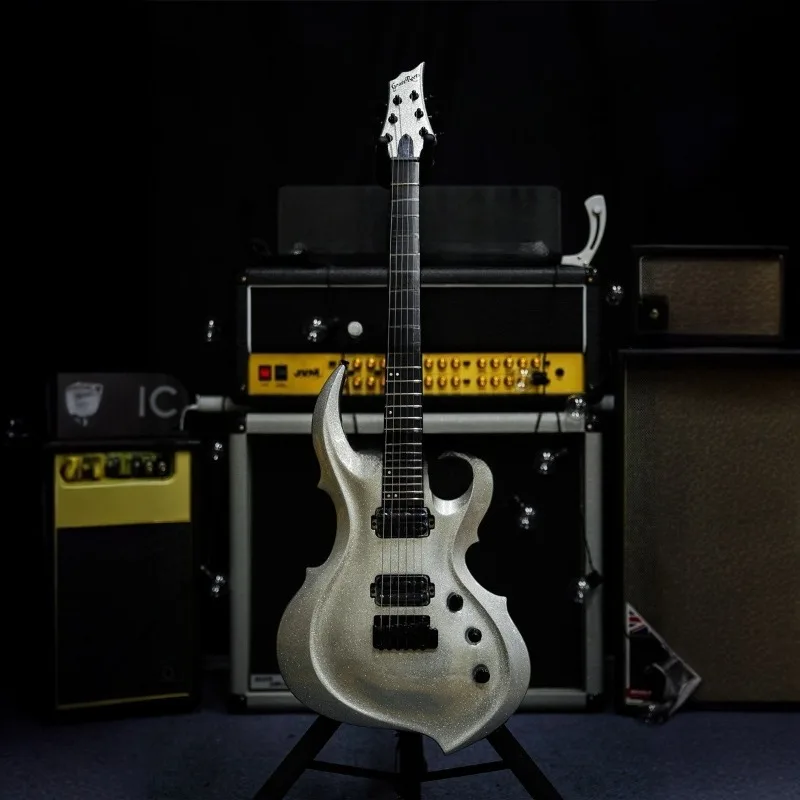 Advanced entry to electric guitar, rock is avant-garde visual