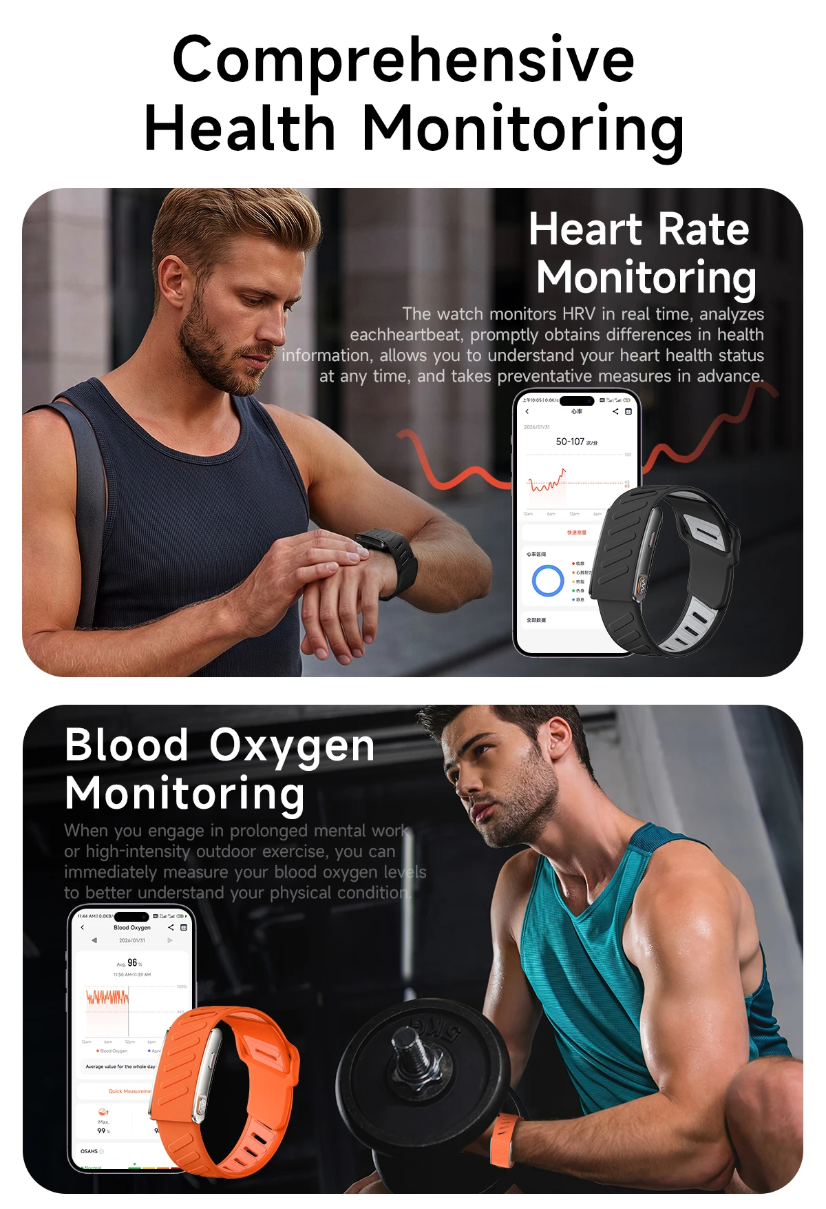VWAR MG ECG+PPG Nursing Grade Smart Bracelet HRV Body Fat BMI Smart Band Body Temperature Men Women Health Sports Fitness Watch