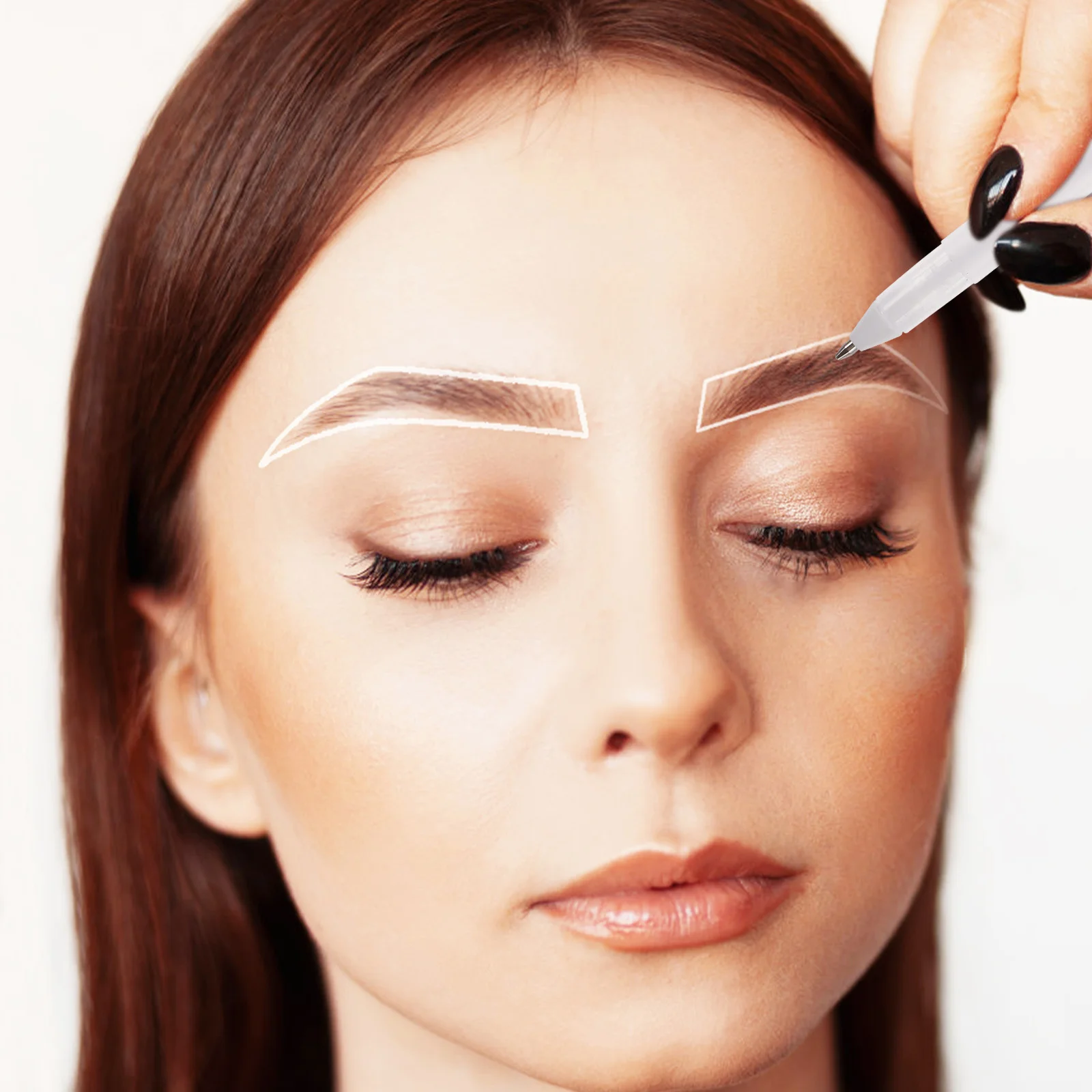 5Pcs Brow Mapping Pen Waterproof Eyebrow Marker Fine Point Tip for Temporary Skin Marking Tattooing Sensitive Skin Friendly