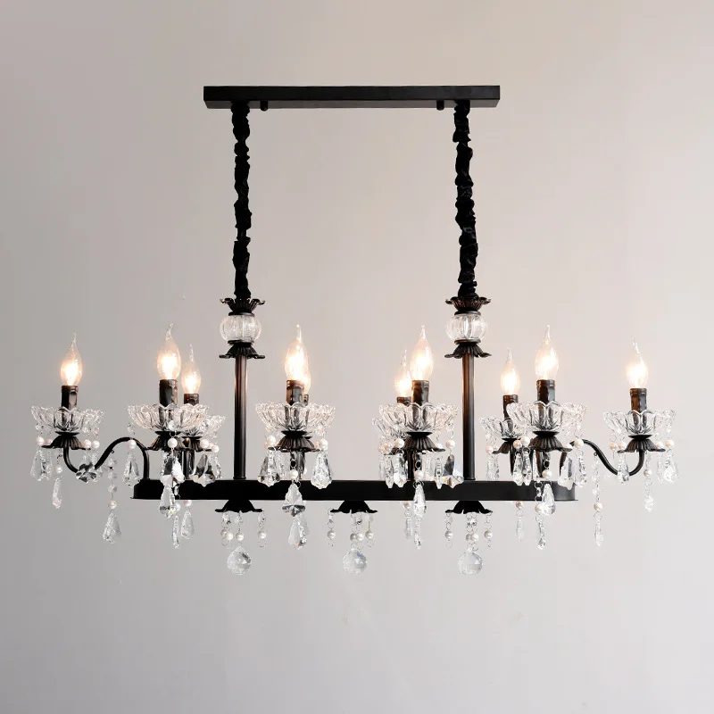 French dining table crystal chandelier restaurant bar art candle light luxury high sense