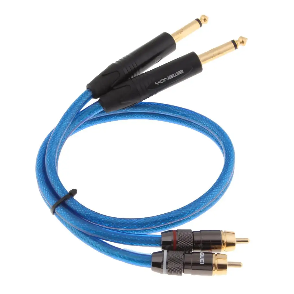 Oxygen Free Copper 6.35mm to Dual RCA Audio Cable High Density Shielded Mixer RCA Cable for Amplifier DJ