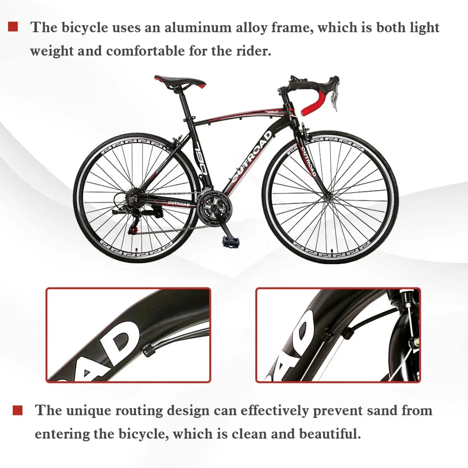 Road bikes with lightweight aluminum alloy frame and dual disc/V-type brakes for both male and female adults