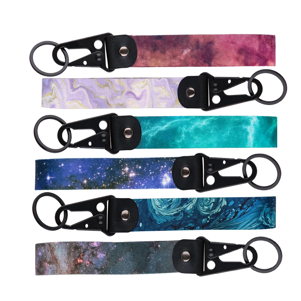 Marbling Moon Pattern Key Fobs Holder Decorative Key Tags Women Men's Key Chain Accessories for Motorcycles Cars Keyrings