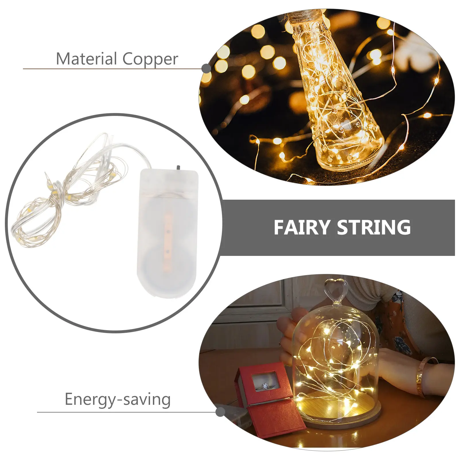 

5 шт. гирлянд из медной проволоки с LED-подсветкой, 10 светодиодов, 1 м, мини-лампочки для внутреннего и наружного использования, для декора на фестивали, свадьбы и праздники