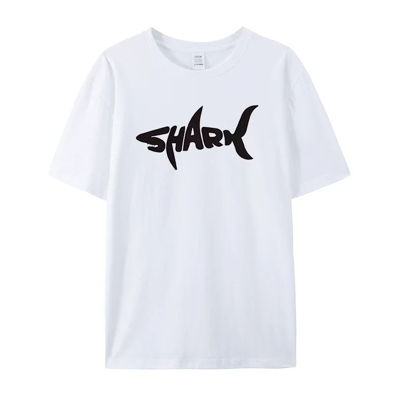 

2025 Summer Trend Fashion Short Sleeve Shark Shark Letter Design Crew Neck T-Shirt Loose and Versatile for Men and Women