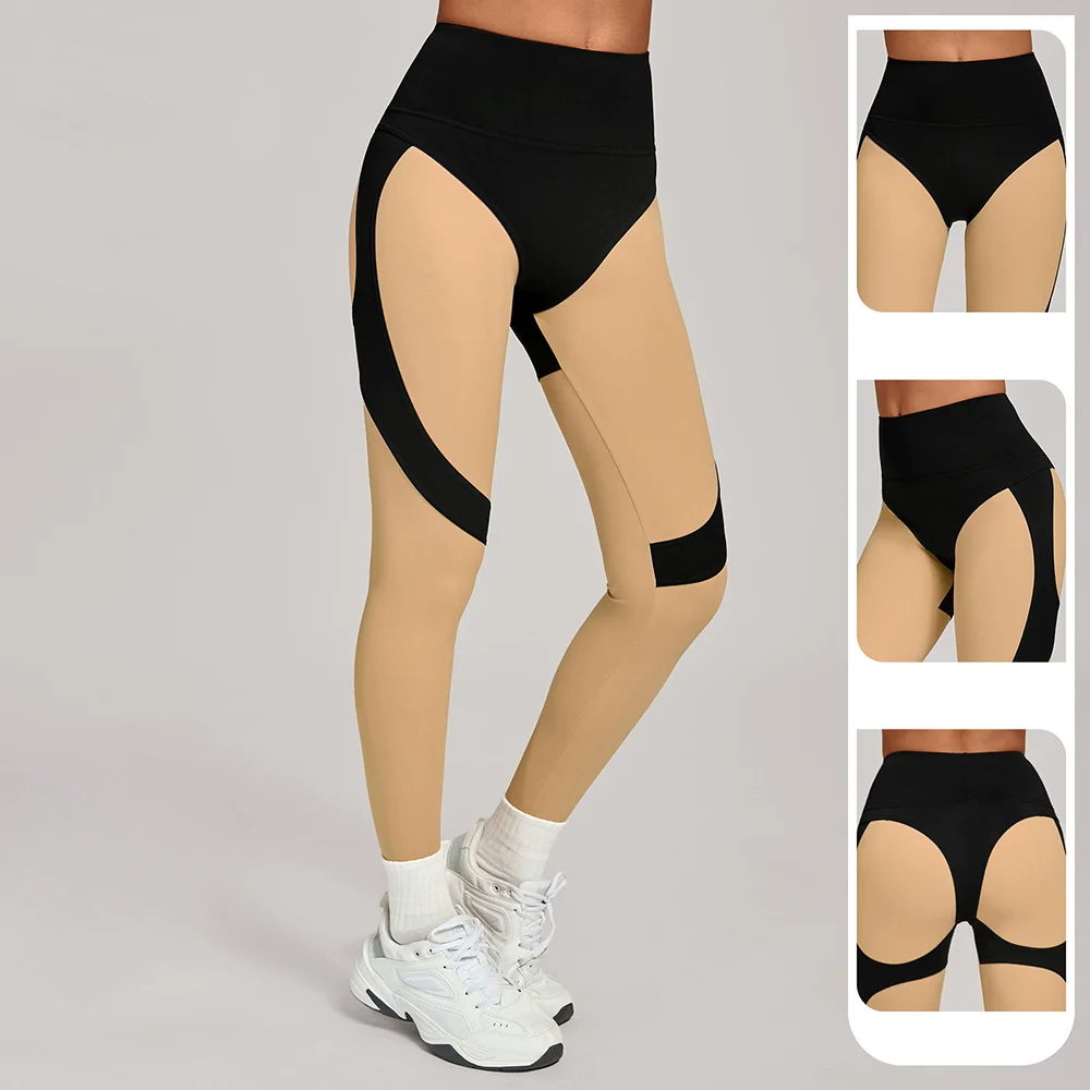 New Fashionable High-Waisted Hip-Lifting Patchwork Yoga Pants Women's Running Quick-Drying Fitness Pants Tight Sports Pants