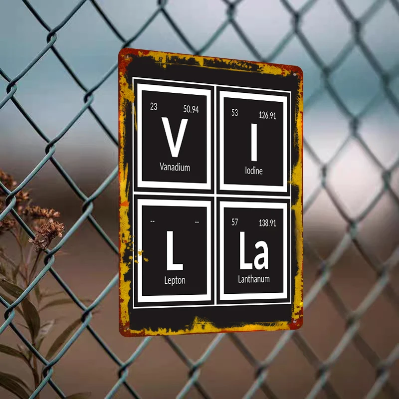 Chemical Element Periodic Table Metal Wall Art Vanadium Iodine Lanthanum Lab Office Decorative Hanging Decoration