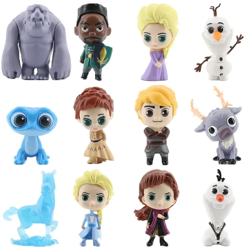 12Pcs/Set  Frozen 2 Figure Anna Elsa Kristoff Olaf Hans Action Figures Toy Snow Queen PVC Model Anime Toy For Children Kid