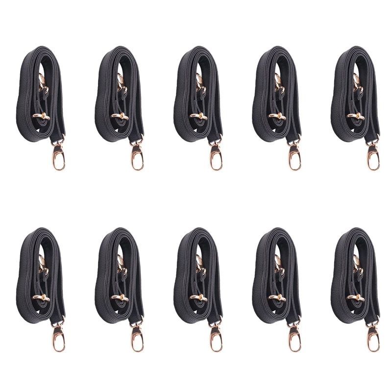 10X DIY Replacement Leather Bag Shoulder Strap Handle Cross Body Adjustable 140 X 2Cm, Black