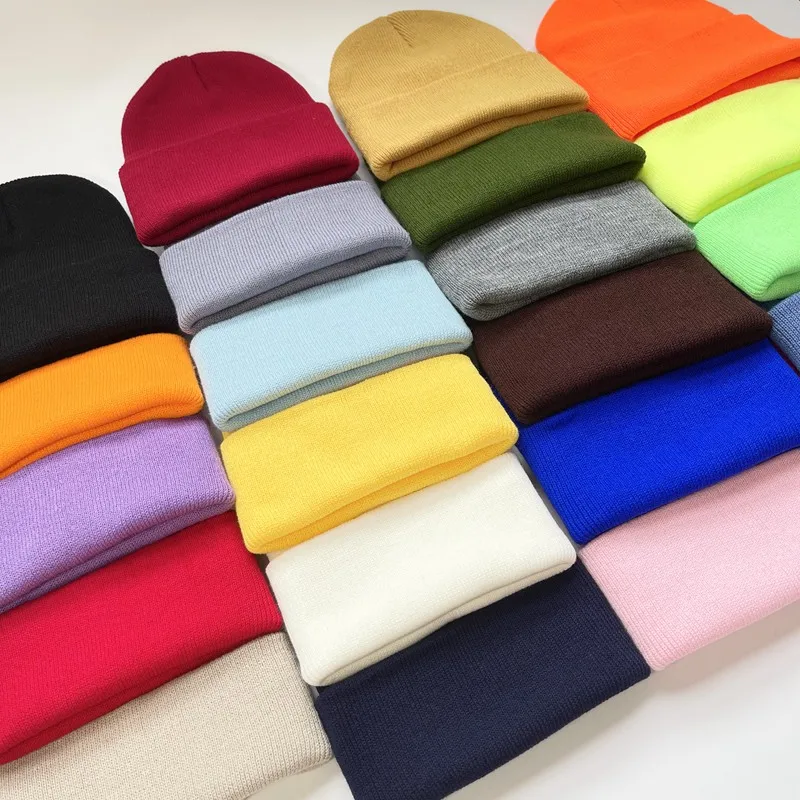 Winter Beanies,Hats For Women Men,Solid Warm Soft Knitted Hats,Beanies,Girl Acrylic Caps,Women\'s Skullies Beanies,Hats,Wholesale