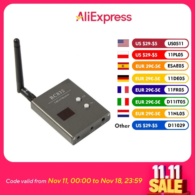 

Eachine RC832 Boscam FPV 5,8G 48CH беспроводной AV-ресивер профессиональный гоночный RC FPV гоночный дрон комплект радиоуправляемого самолета аксессуары