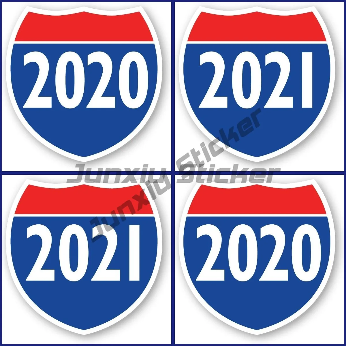 Model Year Interstate Logo Style Window Stickers - Red, White, and Blue (2021-2020) Vinyl Waterproof and UV Resistant Stickers