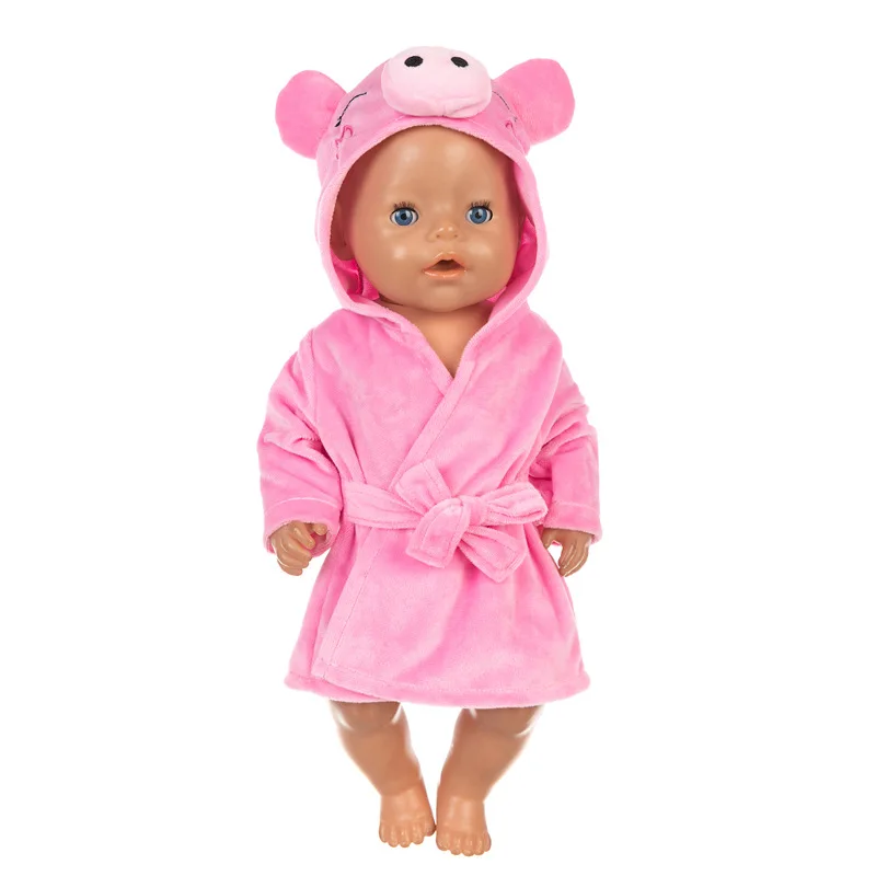 Bunte Bademantel Anzug Niedlichen Cartoon Tier Nachthemd Robe Fit 17/18 zoll 40-45 cm Puppe Kleidung Zubehör für Baby Geschenk – Detail 4