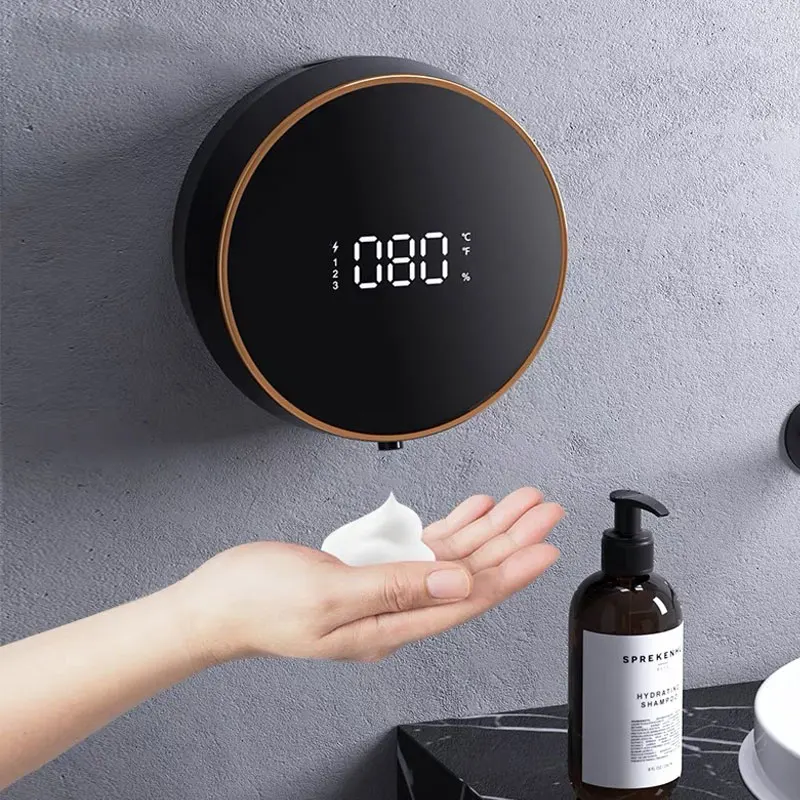 Dispensador de sabão líquido automático touchless sensor máquina espuma com display temperatura recarregável mão desinfetante dispenser