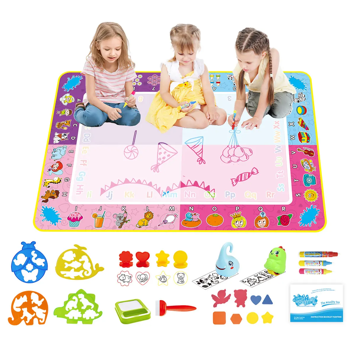 

Magic Water Drawing Mat Coloring Doodle With Reusable Magic Pens Montessori Painting Board Educational Toys for Kids Xmas Gifts