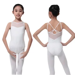 Kids Girls Mesh Dance Leotards Sleeveless Ballet Leotards Dance Skating Rhythmic Gymnastics Yoga Leotards Bodysuit