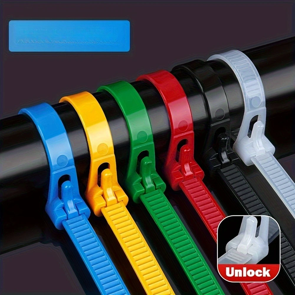 100pcs Reusable Cable Ties, Self-locking Plastic Nylon Cable Tie, Slipknot Cable Organizer, Cable Lock Ties, Binders