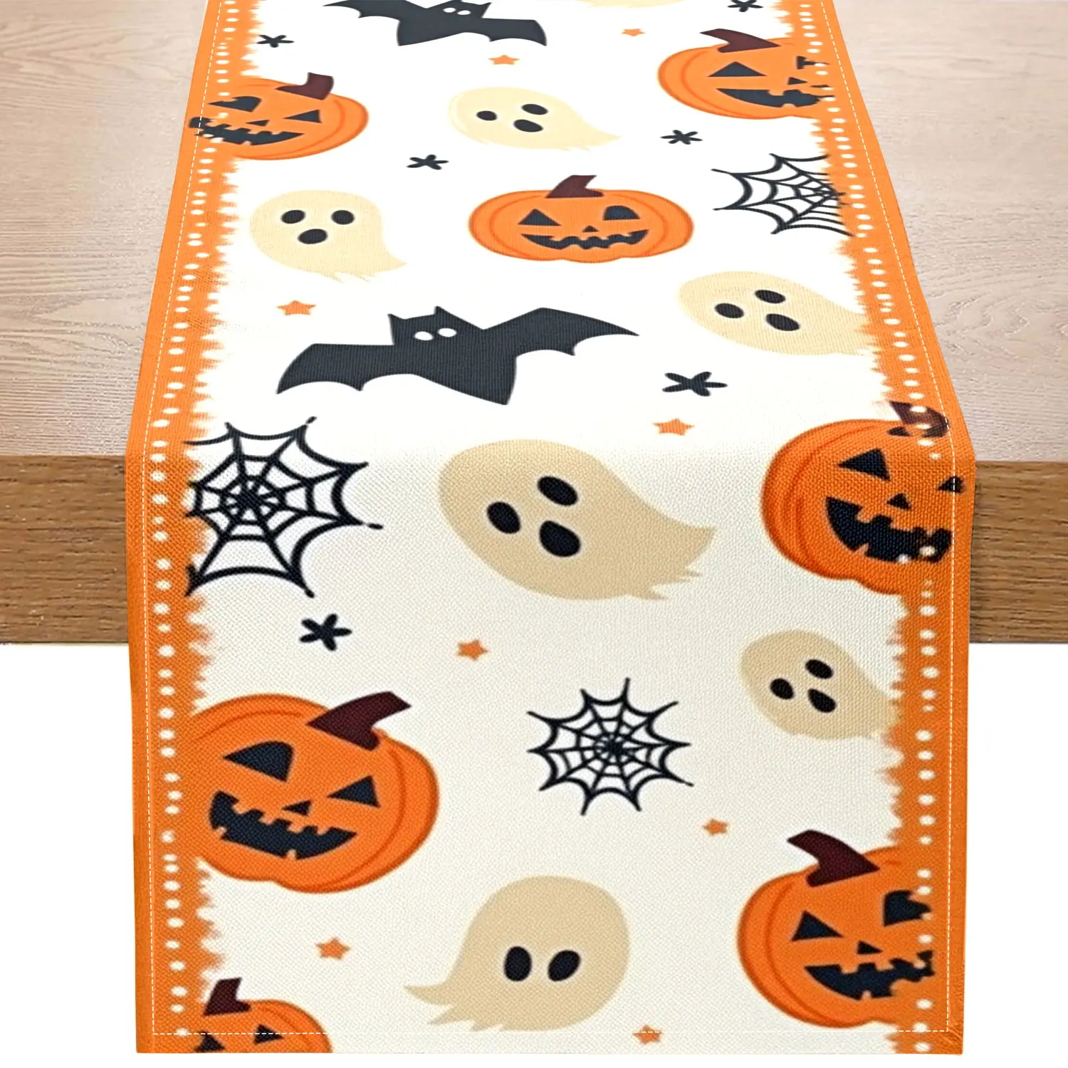 

1 Piece Halloween-Themed Table Runner, Featuring Pumpkin, Ghost, and Bat Designs, Suitable for Halloween Parties and Holiday Decorations