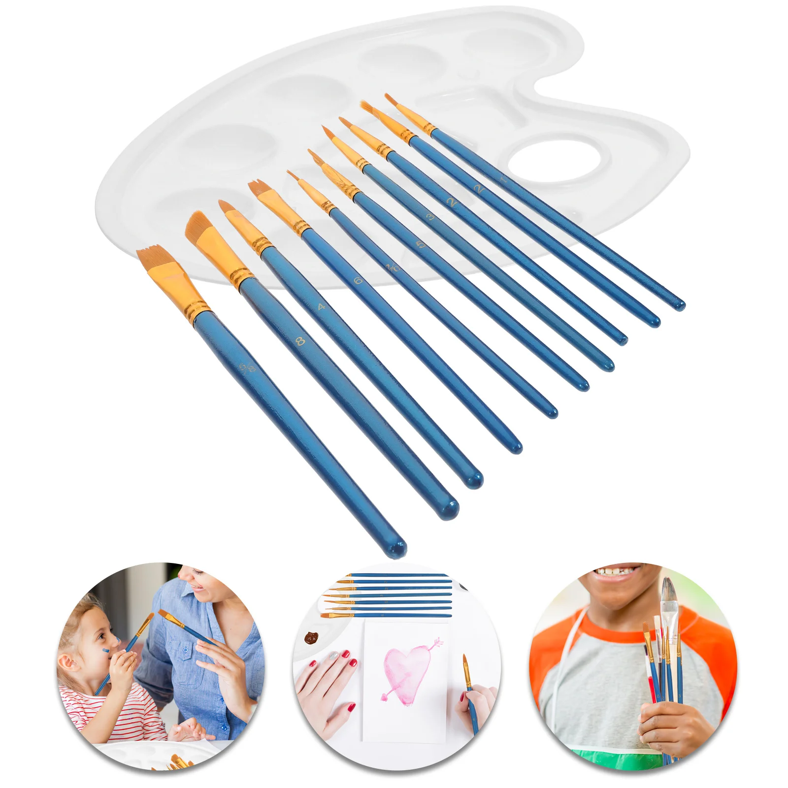 

1Set Painting Brush Set Creative Portable Drawing Brush Kit Pigment Mixing Plate Watercolor Acrylic Oil Paint for Art