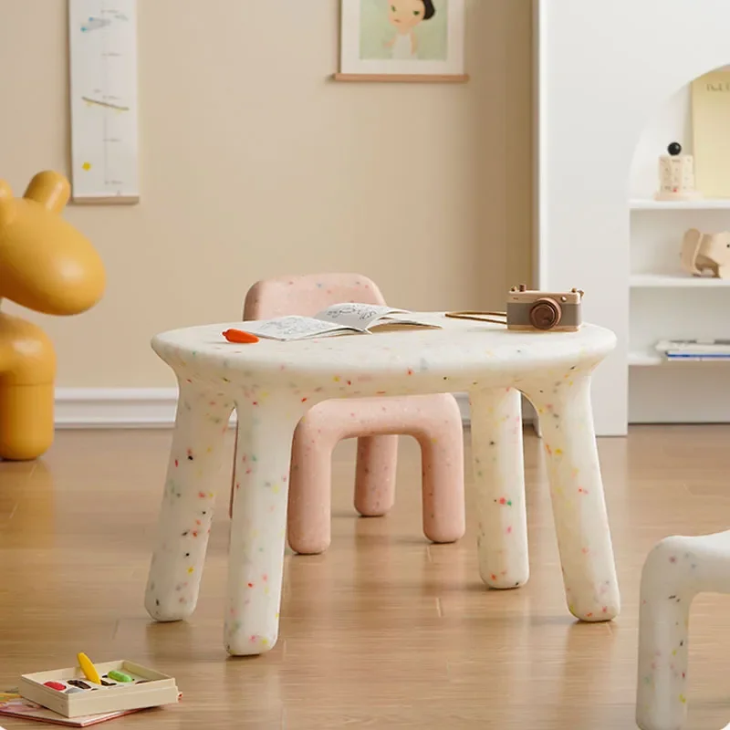 Nordic Style Children Study Table Anti Collision Eco Friendly Plastic Cute Gift Small Apartment Bedroom Desk