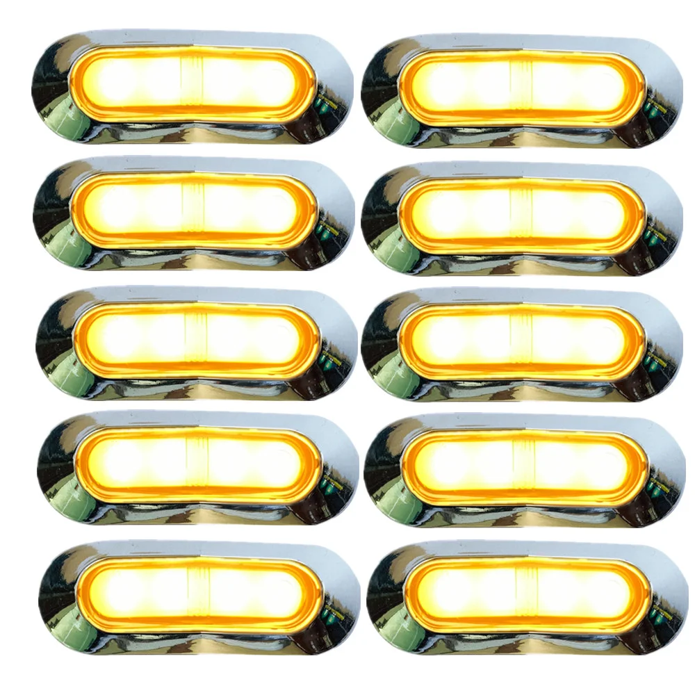 

10 шт. красных/янтарных 4-LED габаритных фонарей для прицепов, фургонов, грузовиков, водонепроницаемые, 12В/24В, боковые габаритные огни для караванов