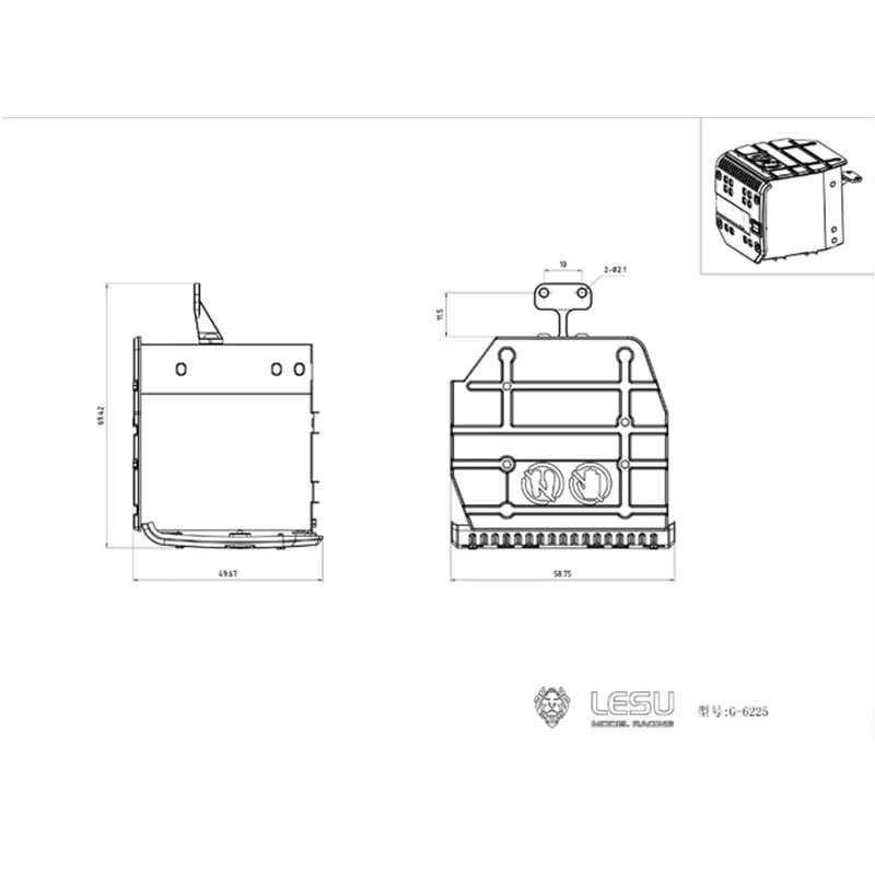 RC 1/14 Metall-Werkzeugkasten LKW-Auspuff aus Edelstahl für Tamiya Hydraulikbagger Lader Muldenkipper DIY-Teile – Detail 2