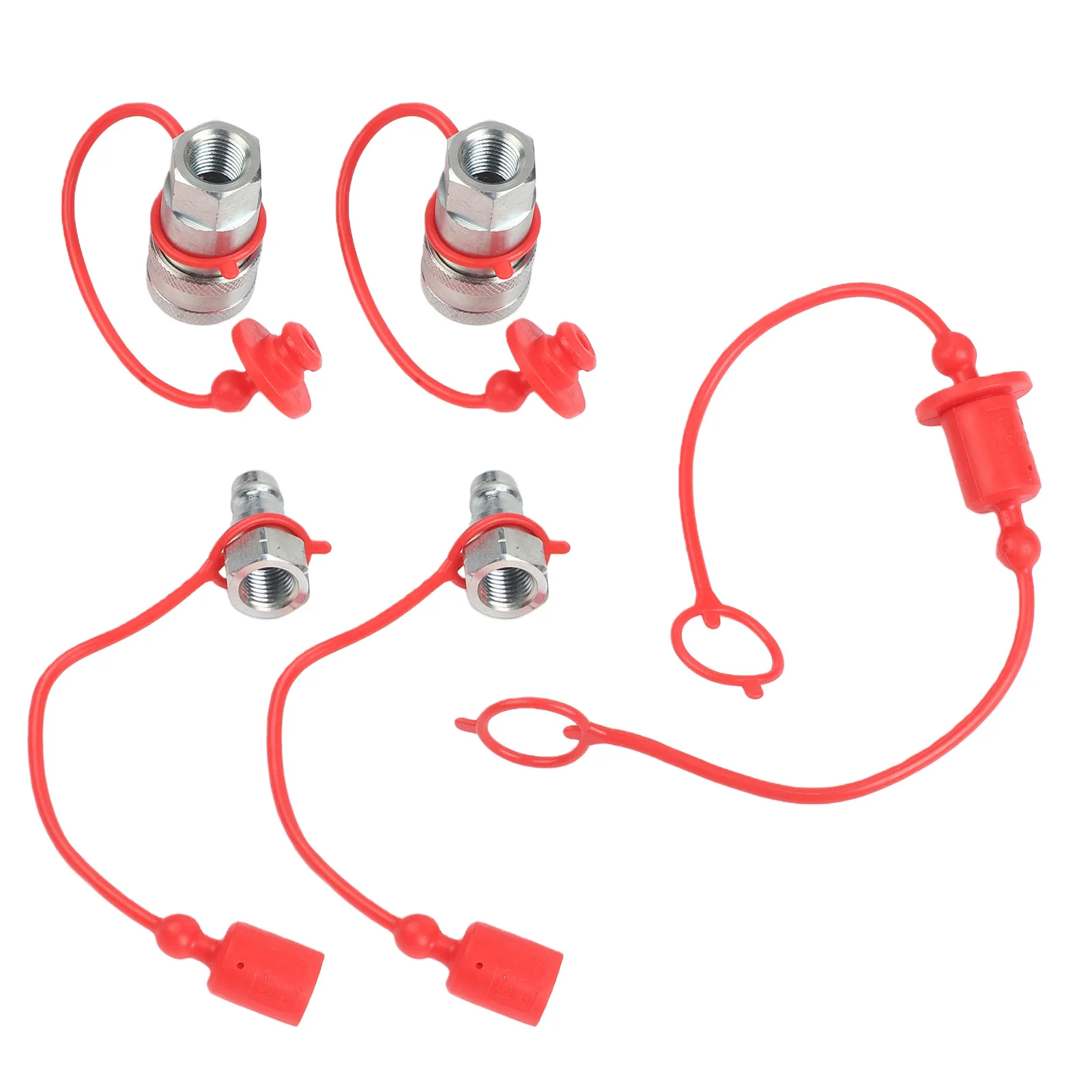 

2 Sets 1/2 1/4 NPT ISO7241-A Hydraulic Quick Connect Coupler Fittings With Dust Cap For Hydraulic Systems
