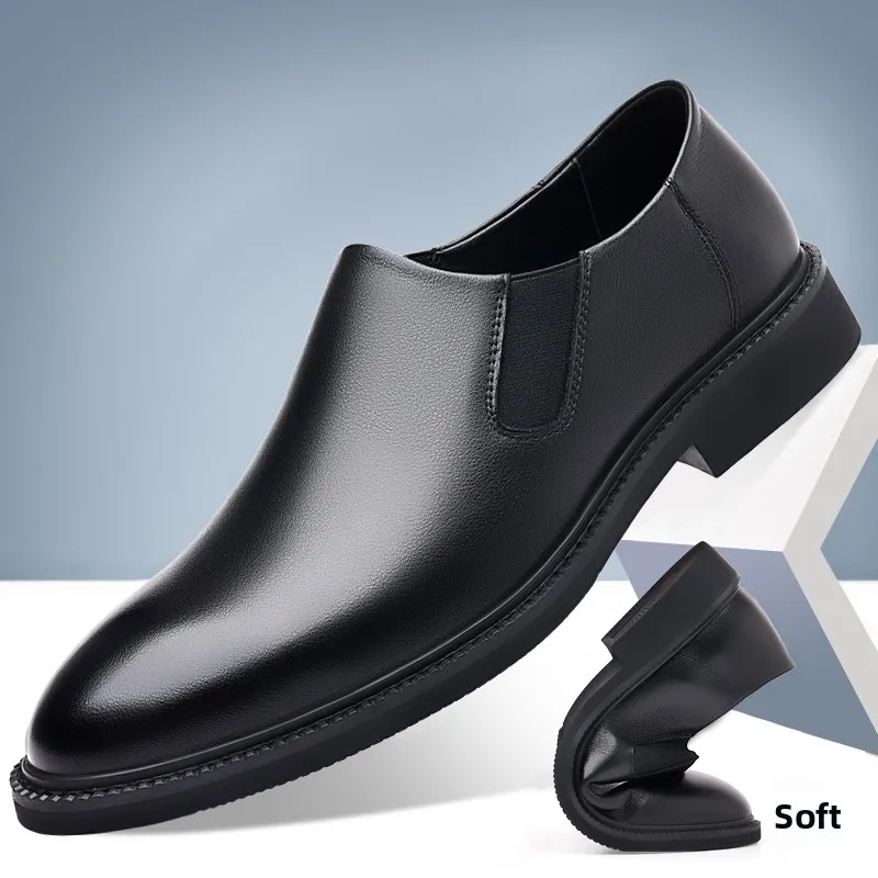 

Soft Bot Leather oes Slip-On Work Boots Waterproof Non-Slip round Toe Men's oes Casual Comfortable Leather Footwear