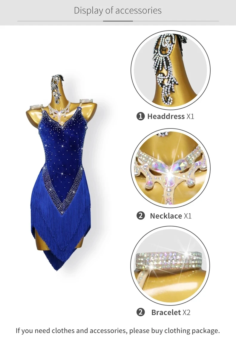 2026 Damen Lateinamerikanisches Tanzkostüm, Mädchenkleid, Abendkleid, sexy Rock, Ballsaal-Wettbewerb, Sportkostüm, elegante Bühnenkleidung mit Fransen – Detail 4
