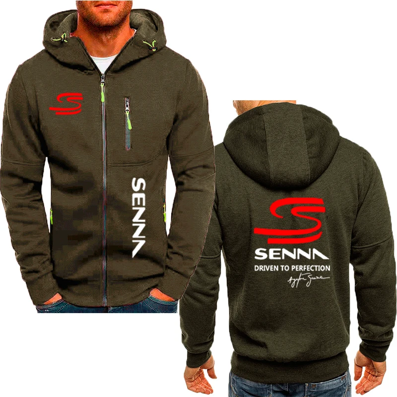 2024 Frühling und Herbst Sweatshirt Ayrton Senna Logo gedruckt Hoodie für Männer hochwertige Fleece Baumwolle Herren Kapuze Trainings anzug